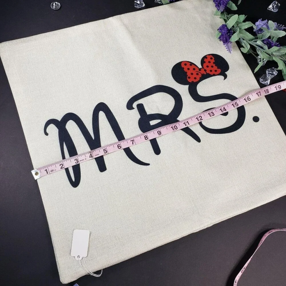 MRS Minnie Mouse Ears Sham Pillowcase Throw Accent Cushion Cover Home Decor